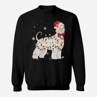 Afghan Hound Dog Christmas Light Xmas Mom Dad Gifts Sweatshirt Sweatshirt | Crazezy