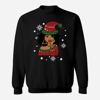 African American Christmas Santa Claus Sweatshirt Sweatshirt | Crazezy