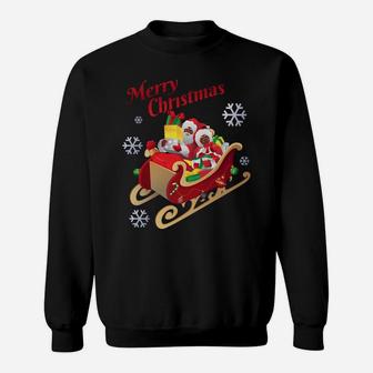 African American Santa Claus & Mrs Claus Merry Christmas Sweatshirt Sweatshirt | Crazezy UK