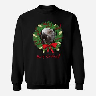 African Grey Parrot Merry Corn Christmas Wreath Sweatshirt | Crazezy AU