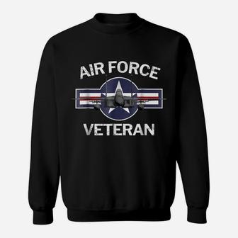 Air Force Veteran With Vintage Roundel And F15 Jet Sweatshirt | Crazezy