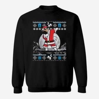 Akita Dog Wearing Santa Claus Outfits Dab Dance Sweatshirt - Monsterry