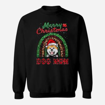 Akita Inu Santa Dog Mom Boho Rainbow Funny Christmas Sweatshirt | Crazezy DE