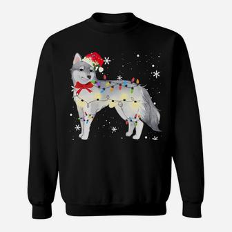 Alaskan Klee Kai Dog Christmas Light Xmas Mom Dad Gifts Sweatshirt Sweatshirt | Crazezy CA