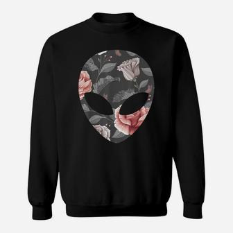Alien Head Face Tropical Floral Flower Rose Sweatshirt | Crazezy DE