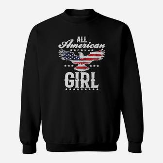 All American Girl 4Th Of July Patriotic Eagle Flag Sweatshirt - Monsterry