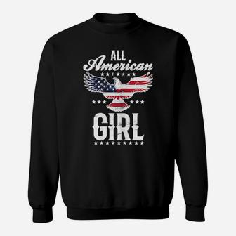 All American Girl 4Th Of July Patriotic Eagle Sweatshirt - Monsterry