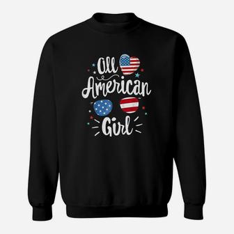 All American Girl Women American Flag 4Th Of July Patriotic Sweatshirt | Crazezy