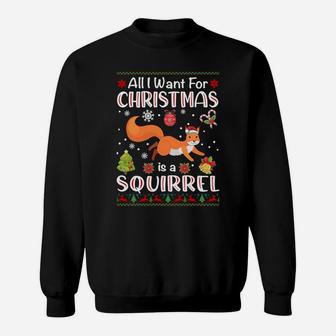All I Want Is A Squirrel For Christmas Ugly Xmas Pajamas Sweatshirt Sweatshirt | Crazezy CA