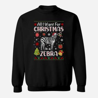 All I Want Is A Zebra For Christmas Ugly Xmas Pajamas Sweatshirt Sweatshirt | Crazezy UK