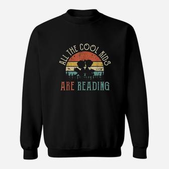 All The Cool Kids Are Reading Book Vintage Reto Sunset Sweatshirt | Crazezy