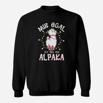 Alpaka Mir Egal Statement Spruch Sweatshirt - Seseable