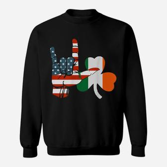 American And Irish Flags,St Patrick Day Shirt With Shamrock Sweatshirt | Crazezy