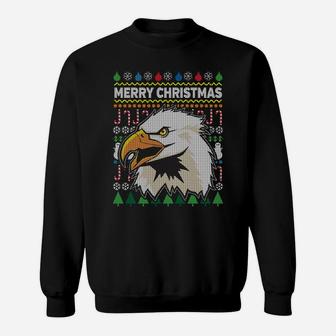 American Bald Eagle Merry Christmas Ugly Xmas Design Sweatshirt Sweatshirt | Crazezy UK