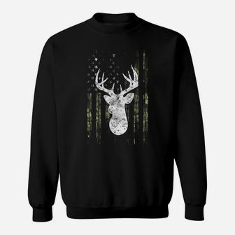 American Camouflage Usa Flag Whitetail Buck Bow Deer Hunting Sweatshirt | Crazezy DE