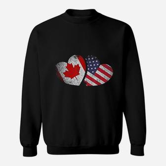 American Canadian Heart Valentines Day Sweatshirt | Crazezy