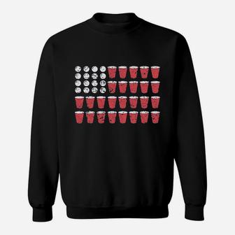 American Flag Beer Pong Funny Fourth Of July Drinking Sweatshirt - Thegiftio UK