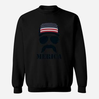 American Flag Cap Hat Patriotic 4Th Of July Merica Usa Sweatshirt | Crazezy DE