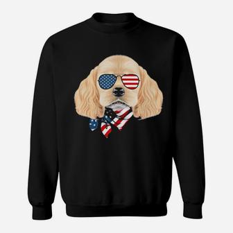 American Flag Cocker Spaniel Patriotic 4Th Of July Sweatshirt - Monsterry