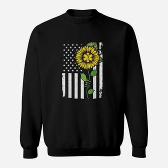 American Flag Emt Sunflower Sweatshirt | Crazezy UK