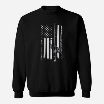 American Flag Fishing Funny Fishing Sweatshirt | Crazezy
