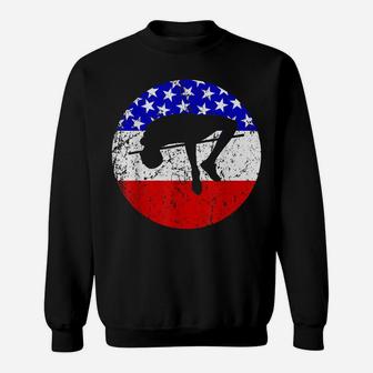 American Flag High Jump Vintage Retro Track And Field Sweatshirt | Crazezy AU