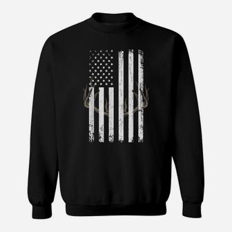 American Flag Hunter Hunting Antlers Gift Sweatshirt | Crazezy