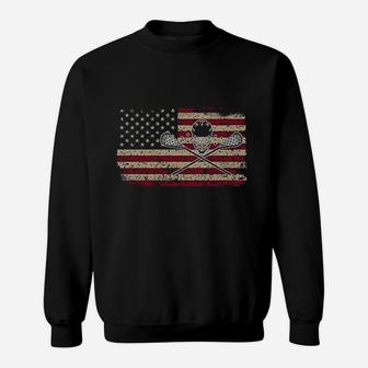 American Flag Lacrosse Gift Usa Lax Player Sweatshirt - Thegiftio UK
