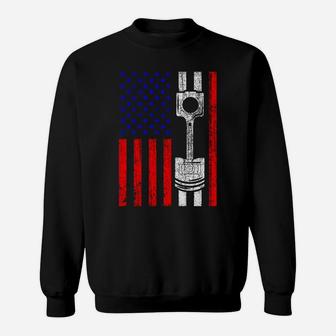 American Flag Piston Muscle Car Patriotic Sweatshirt | Crazezy