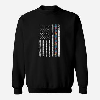 American Flag Puzzle Piece Products Awareness Sweatshirt - Thegiftio UK