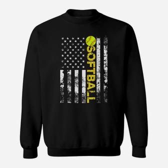 American Flag Softball Team Gift Sweatshirt | Crazezy
