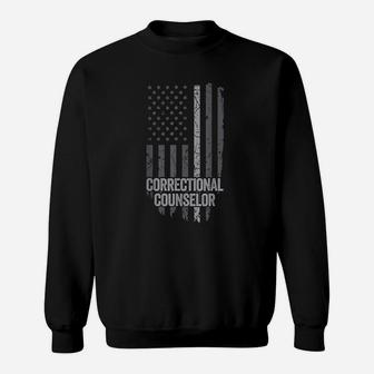 American Flag Thin Line Corrections Correctional Counselor Sweatshirt | Crazezy UK