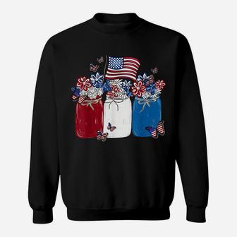 American Patriot Flag Flowers Happy Independence Day Sweatshirt | Crazezy