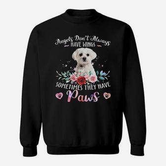 Angels Dont Always Have Wings Sometimes They Have Paws White Maltese Sweatshirt - Monsterry UK