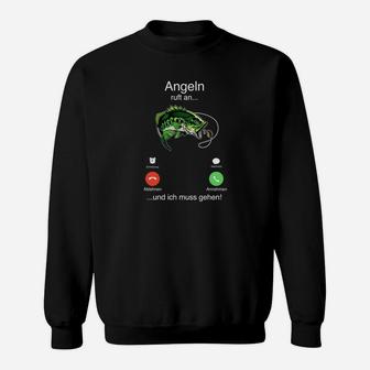Angler-Sweatshirt Angeln ruft an und ich muss gehen!, Lustiges Anglerhemd - Seseable