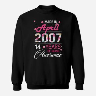 April Girls 2007 Birthday Gift 14 Years Old Made In 2007 Sweatshirt | Crazezy