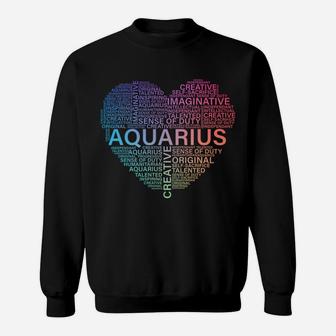 Aquarius Heart Birthday Astrology Zodiac Sign Women Men Sweatshirt | Crazezy