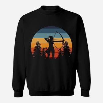 Archery Girl, Archer Bow, Vintage Retro Sunset, Nice Woman Sweatshirt | Crazezy