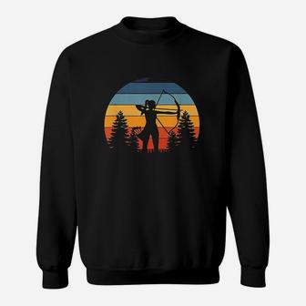 Archery Girl Archer Bow Vintage Retro Sunset Sweatshirt | Crazezy AU