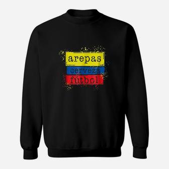 Arepas Cerveza Futbol Colombian Flag Sweatshirt - Thegiftio