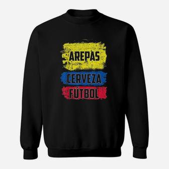 Arepas Cerveza Futbol Colombian Flag Sweatshirt - Thegiftio