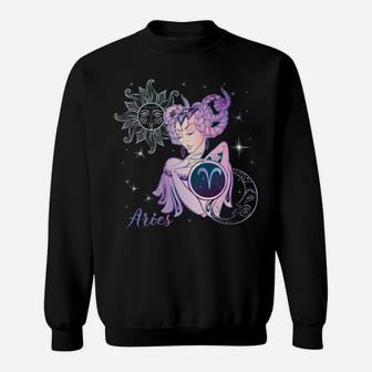Aries Zodiac Sign Woman | Aries Horoscope Astrology Sweatshirt Sweatshirt | Crazezy UK