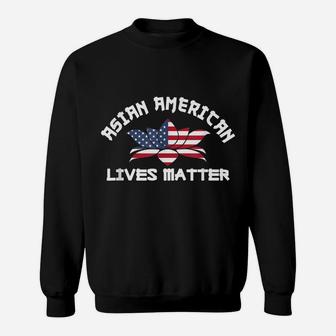 Asian American Lives Matter Us Flag Lotus Flower Stop Hate Sweatshirt | Crazezy