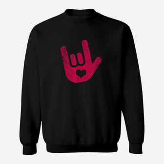 Asl Sign Language I Love You Sign Sweatshirt - Thegiftio UK