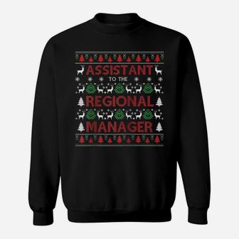 Assistant To The Regional Manager Ugly Christmas Sweater Raglan Baseball Tee Sweatshirt | Crazezy UK