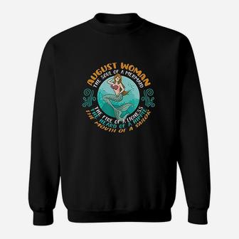 August Woman Soul Of Mermaid Leo Zodiac Birthday Sweatshirt | Crazezy
