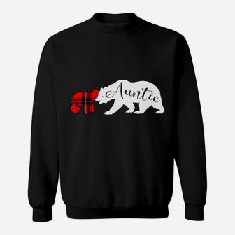 Auntie Bear Hoodie Red Plaid Cub Aunt Christmas Gift Sweatshirt | Crazezy DE