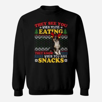 Aussie Ugly Christmas They See You're Eating Xmas Gift Sweatshirt Sweatshirt | Crazezy UK