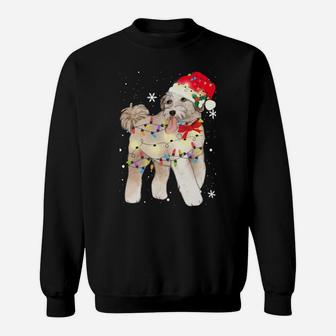 Aussiedoodle Dog Christmas Light Xmas Mom Dad Gifts Sweatshirt Sweatshirt | Crazezy UK