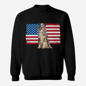 Australian Shepherd Dad American Flag Dog Lover Aussie Dad Sweatshirt Sweatshirt | Crazezy UK